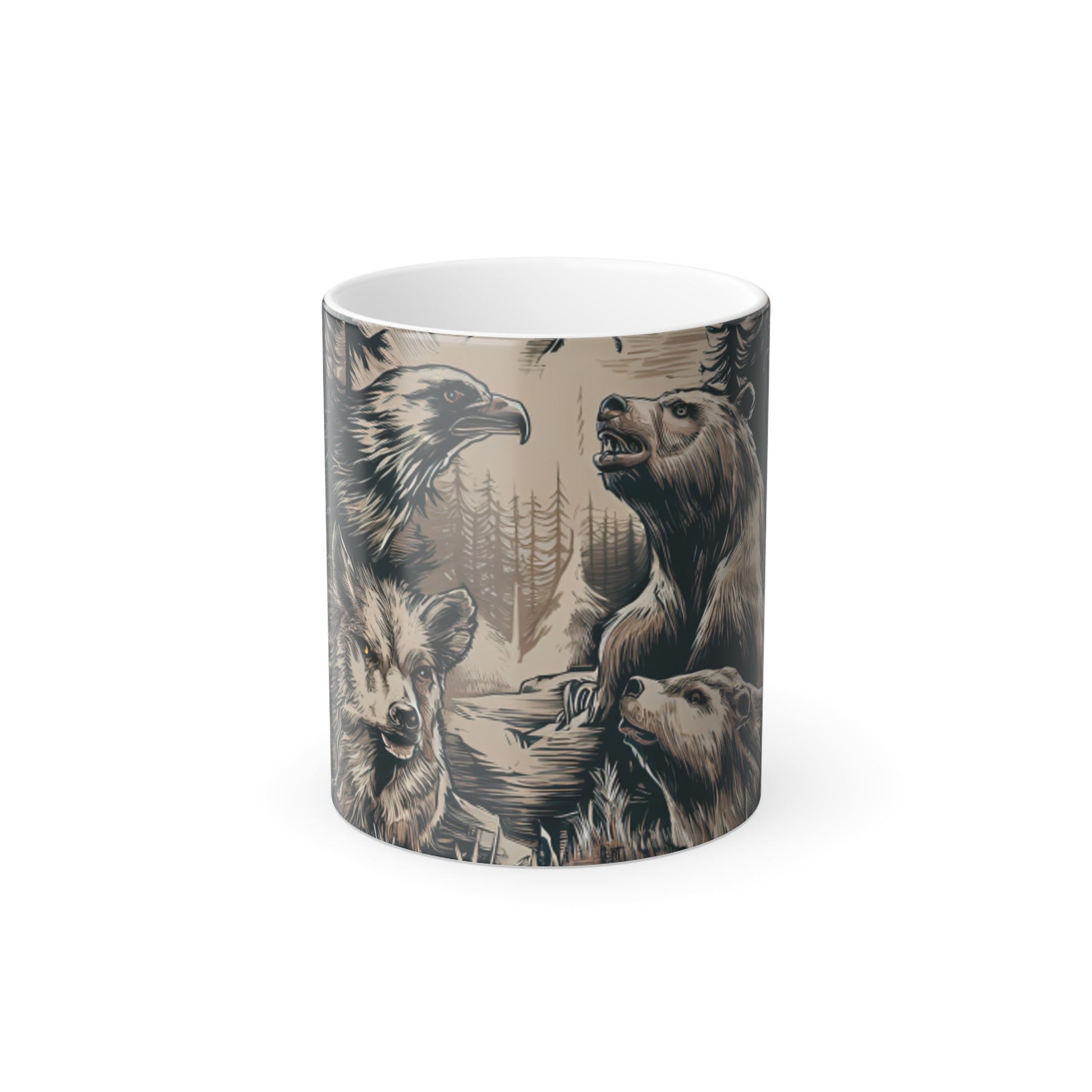 Wildlife Illustrations Color Morphing Mug, 11oz Printify