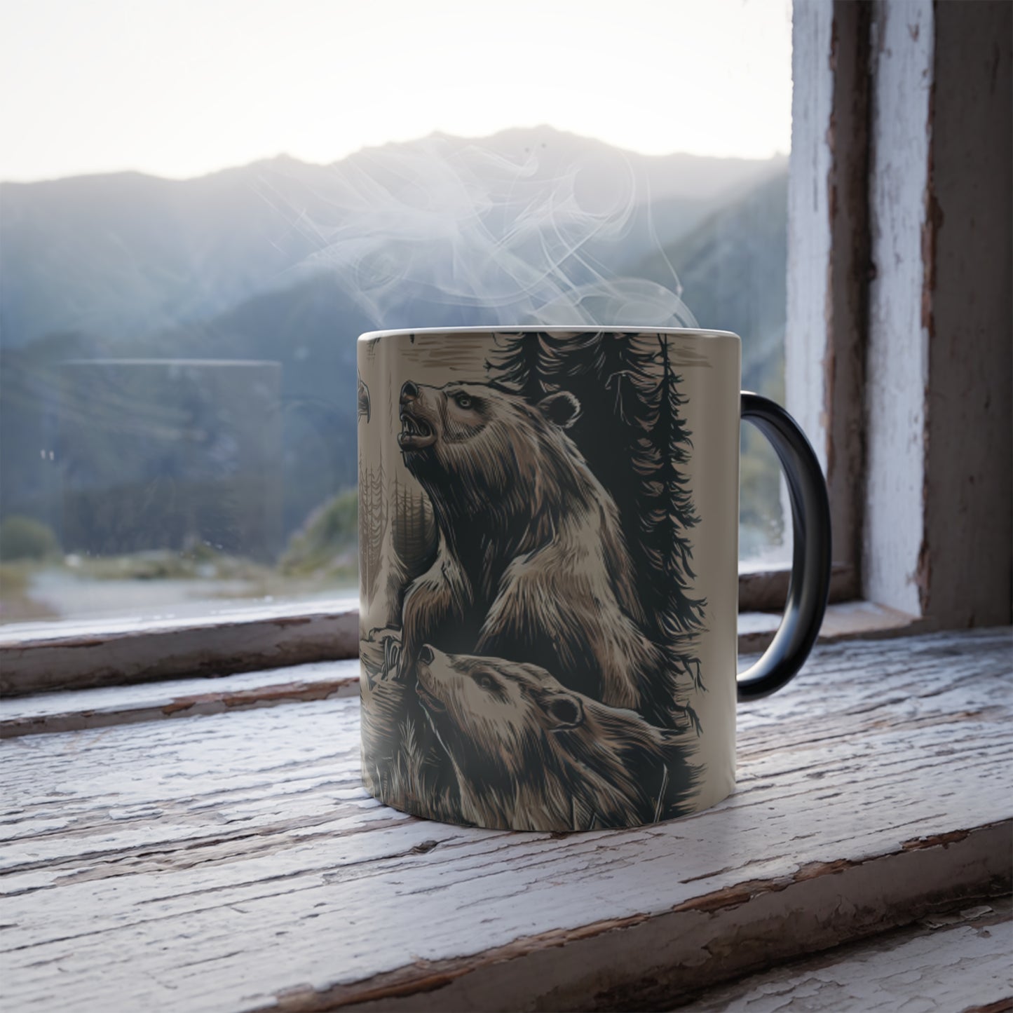 Wildlife Illustrations Color Morphing Mug, 11oz Printify